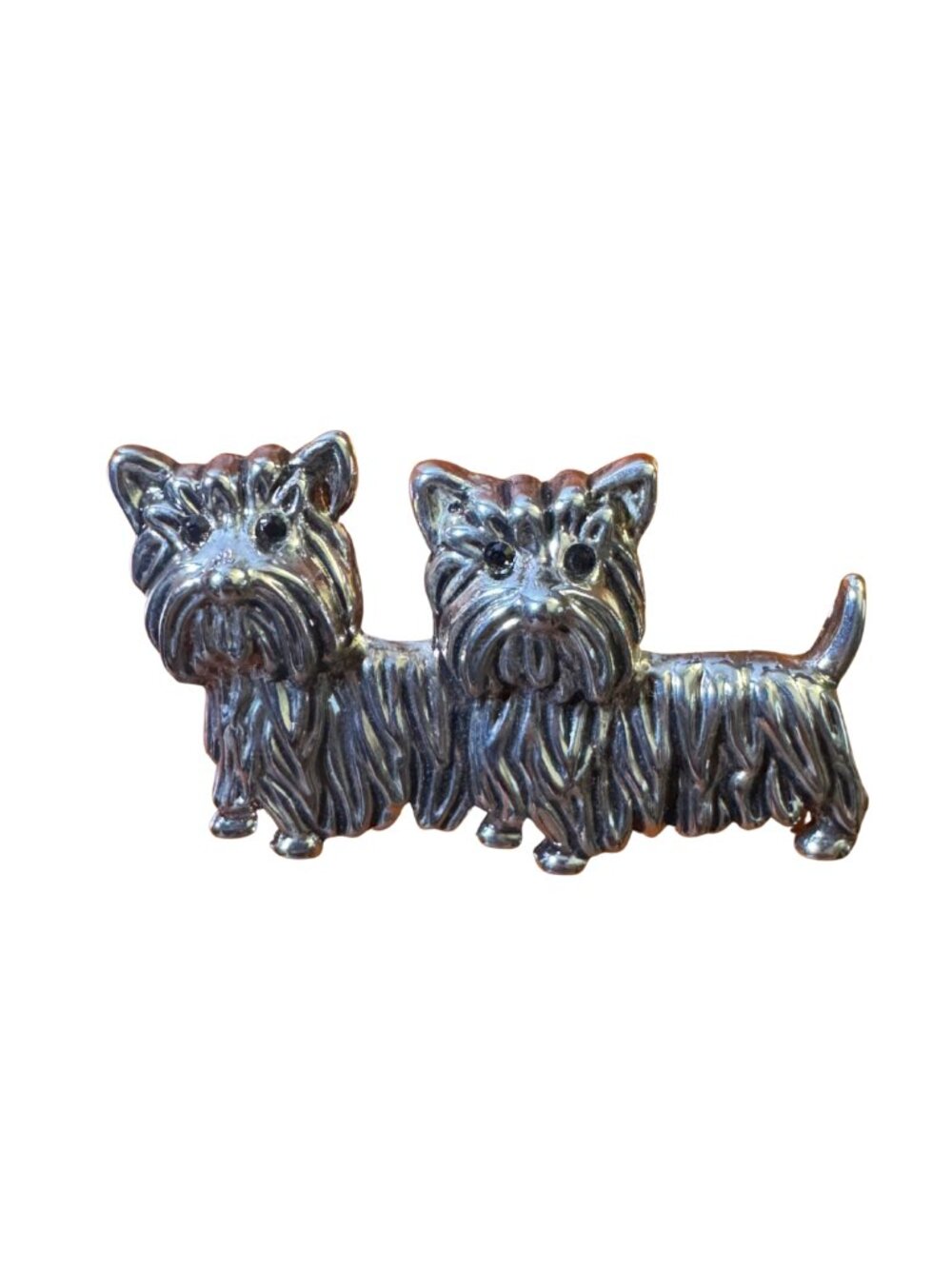 Best Scottie Terrier Dog Duo Convertible Brooch Pendant Silver Tone Vintage